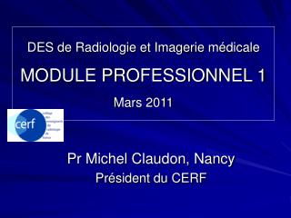 DES de Radiologie et Imagerie médicale MODULE PROFESSIONNEL 1 Mars 2011