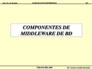 COMPONENTES DE MIDDLEWARE DE BD