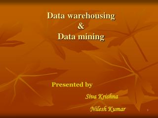 Data warehousing &amp; Data mining