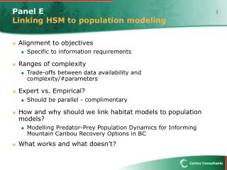 Panel E Linking HSM to population modeling