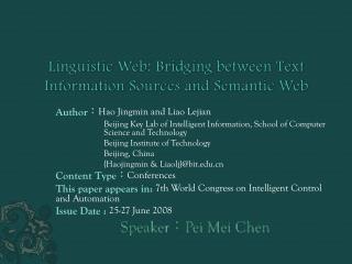 Linguistic Web: Bridging between Text Information Sources and Semantic Web