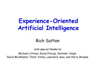 Experience-Oriented Artificial Intelligence