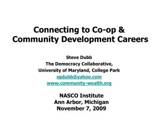 Connecting to Co-op &amp; Community Development Careers