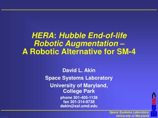 HERA : Hubble End-of-life Robotic Augmentation – A Robotic Alternative for SM-4