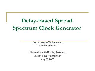Delay-based Spread Spectrum Clock Generator