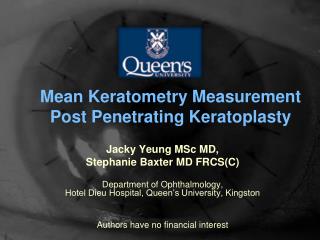 Mean Keratometry Measurement Post Penetrating Keratoplasty