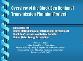 Overview of the Black Sea Regional Transmission Planning Project