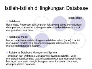 Istilah-Istilah di lingkungan Database