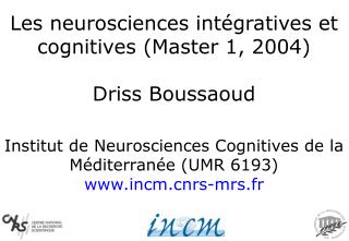 Institut de Neurosciences Cognitives de la Méditerranée (UMR 6193) incmrs-mrs.fr