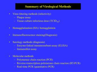 Summary of Virological Methods
