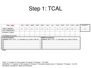 Step 1: TCAL