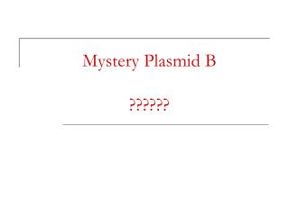 Mystery Plasmid B ??????