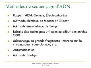 Méthodes de séquençage d’ADN