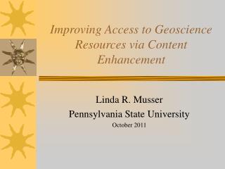 Improving Access to Geoscience Resources via Content Enhancement