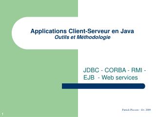 Applications Client-Serveur en Java Outils et Méthodologie