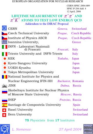EUROPEAN ORGANIZATION FOR NUCLEAR RESEARCH