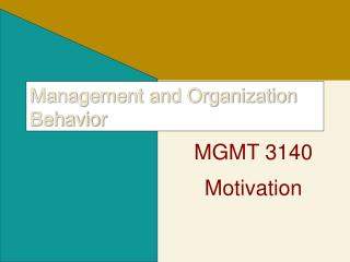 Management and Organization Behavior
