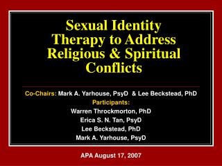 Sexual Identity Therapy to Address Religious & Spiritual Conflicts