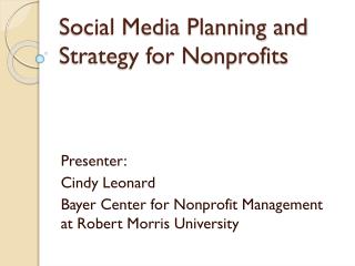 Social Media Planning and Strategy for Nonprofits