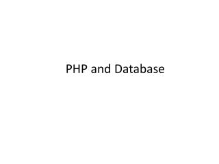 PHP and Database