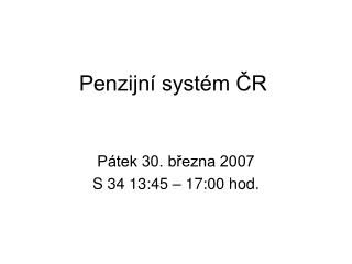 Penzijní systém ČR