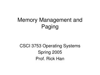 Memory Management and Paging