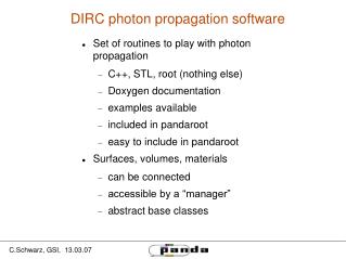 DIRC photon propagation software