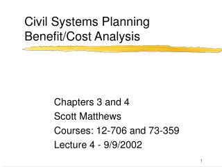 Civil Systems Planning Benefit/Cost Analysis