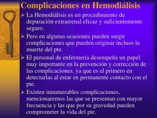 Complicaciones en Hemodiálisis