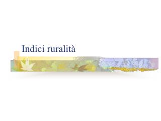 Indici ruralità