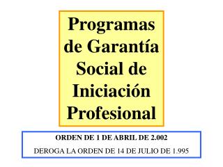 Programas de Garantía Social de Iniciación Profesional