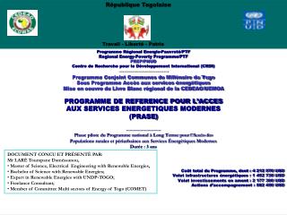 Programme Régional Energie-Pauvreté/PTF Regional Energy - Poverty Programme/PTF PREP/PNUD