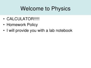 Welcome to Physics