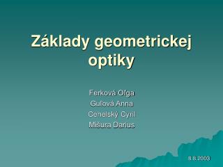 Základy geometrickej optiky