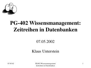 PG-402 Wissensmanagement: Zeitreihen in Datenbanken