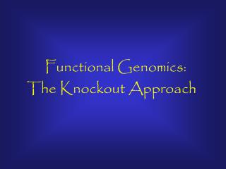 Functional Genomics: The Knockout Approach