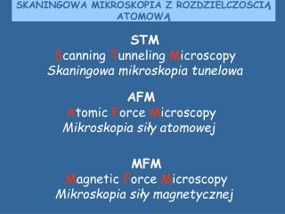 STM S canning T unneling M icroscopy Skaningowa mikroskopia tunelowa