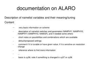 documentation on ALARO