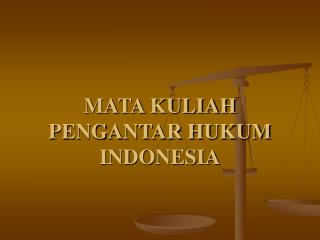 MATA KULIAH PENGANTAR HUKUM INDONESIA