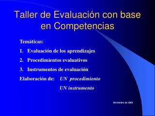 Taller de Evaluación con base en Competencias