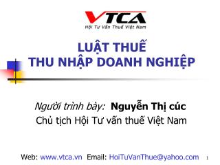 LUẬT THUẾ THU NHẬP DOANH NGHIỆP