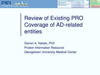 Review of Existing PRO Coverage of AD-related entities
