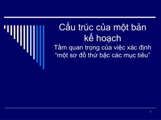 Cấu trúc của một bản kế hoạch Tầm quan trọng của việc xác định “một sơ đồ thứ bậc các mục tiêu”