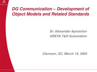 DG Communication – Development of Object Models and Related Standards