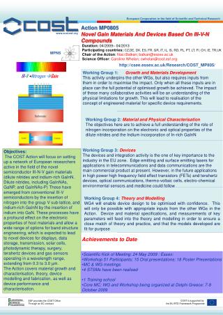 Action MP0805 Novel Gain Materials And Devices Based On III-V-N Compounds