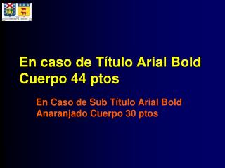 En caso de Título Arial Bold Cuerpo 44 ptos