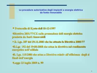 Le procedure autorizative degli impianti a energia elettrica da fonte rinnovabile