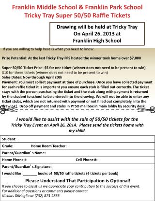 Franklin Middle School &amp; Franklin Park School Tricky Tray Super 50/50 Raffle Tickets