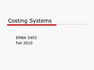 Costing Systems