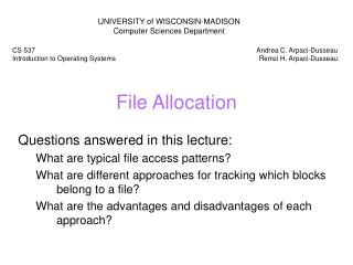 File Allocation